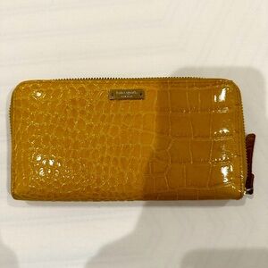 Kate Spade Leather Embossed Croc Zipper Wallet | Yellow/Tan